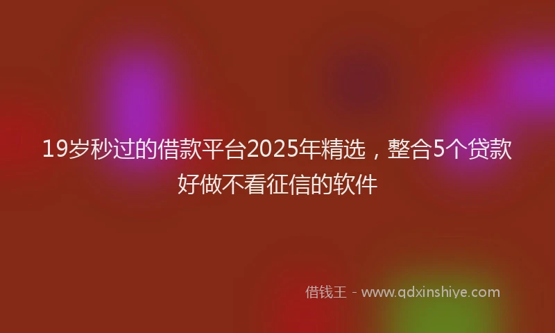 19岁秒过的借款平台2025年精选，整合5个贷款好做不看征信的软件
