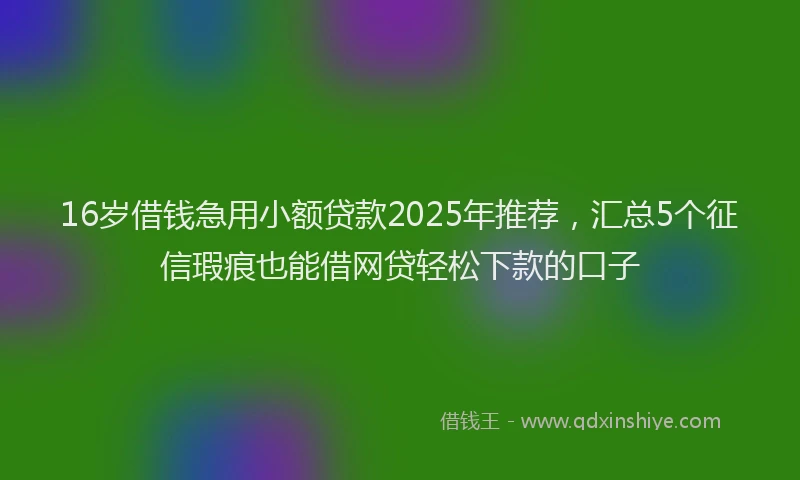 16岁借钱急用小额贷款2025年推荐，汇总5个征信瑕疵也能借网贷轻松下款的口子