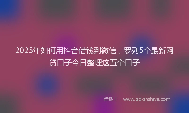 2025年如何用抖音借钱到微信，罗列5个最新网贷口子今日整理这五个口子