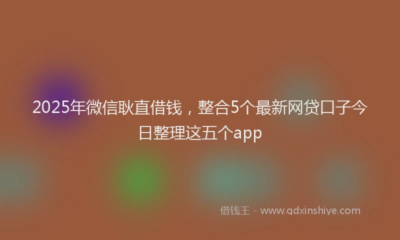 2025年微信耿直借钱，整合5个最新网贷口子今日整理这五个app