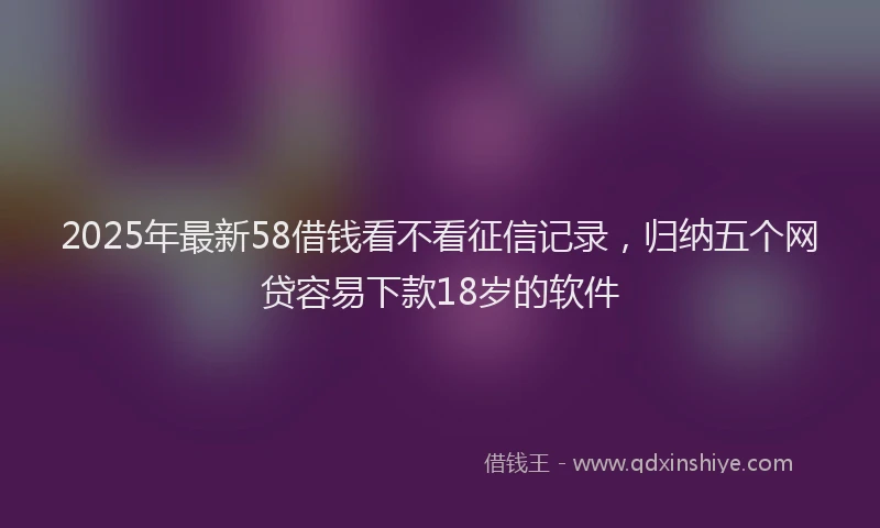 2025年最新58借钱看不看征信记录，归纳五个网贷容易下款18岁的软件