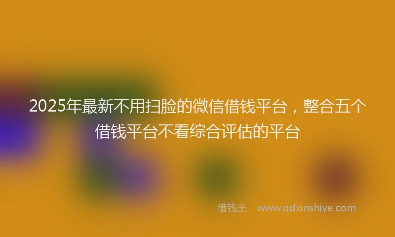 2025年最新不用扫脸的微信借钱平台，整合五个借钱平台不看综合评估的平台
