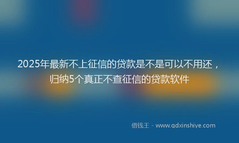 2025年最新不上征信的贷款是不是可以不用还，归纳5个真正不查征信的贷款软件