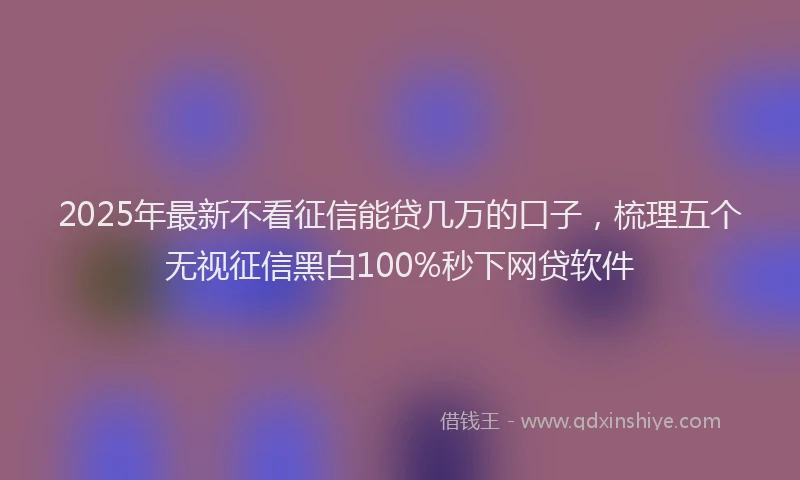 2025年最新不看征信能贷几万的口子，梳理五个无视征信黑白100%秒下网贷软件