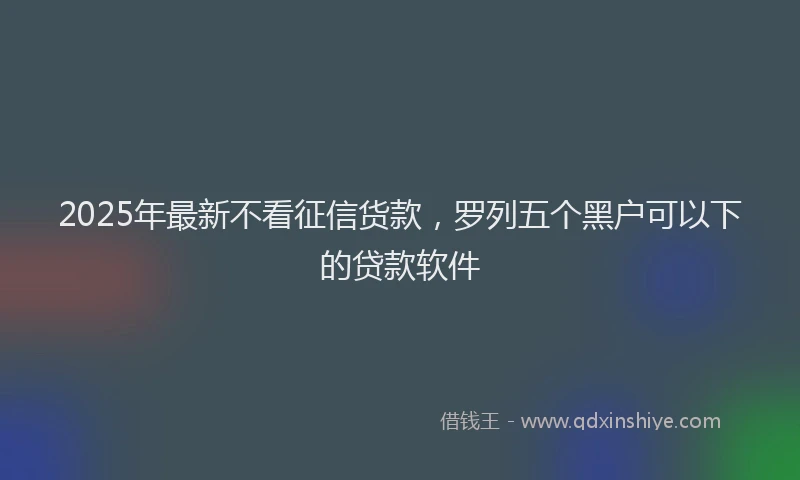 2025年最新不看征信货款，罗列五个黑户可以下的贷款软件