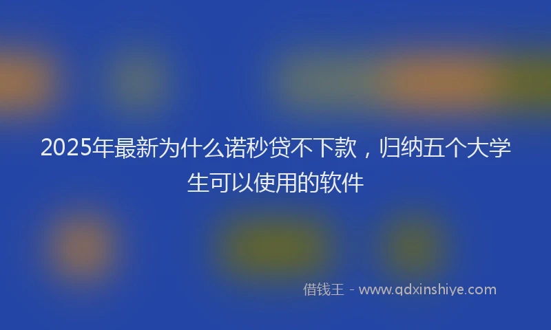 2025年最新为什么诺秒贷不下款，归纳五个大学生可以使用的软件