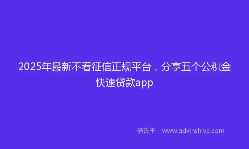 2025年最新不看征信正规平台，分享五个公积金快速贷款app