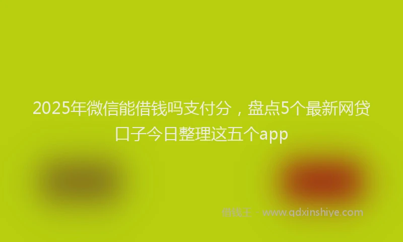 2025年微信能借钱吗支付分，盘点5个最新网贷口子今日整理这五个app