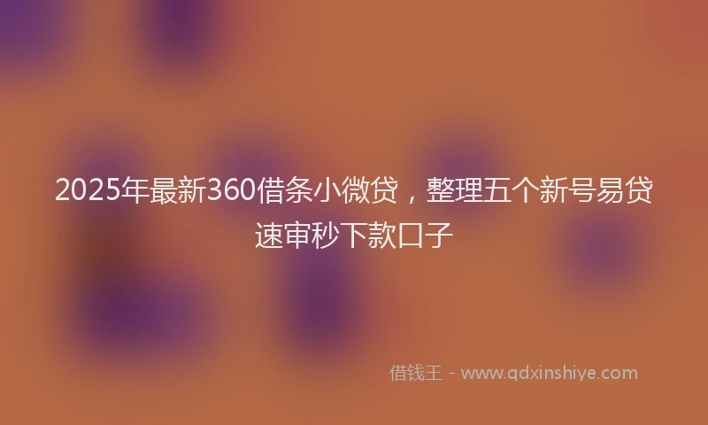 2025年最新360借条小微贷，整理五个新号易贷速审秒下款口子