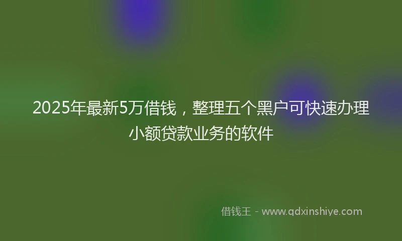 2025年最新5万借钱，整理五个黑户可快速办理小额贷款业务的软件