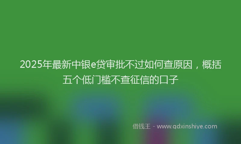 2025年最新中银e贷审批不过如何查原因，概括五个低门槛不查征信的口子