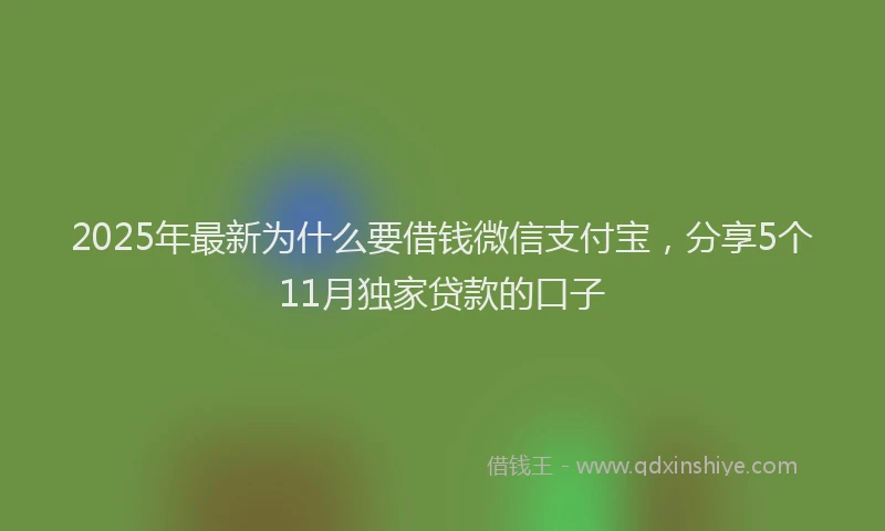 2025年最新为什么要借钱微信支付宝，分享5个11月独家贷款的口子