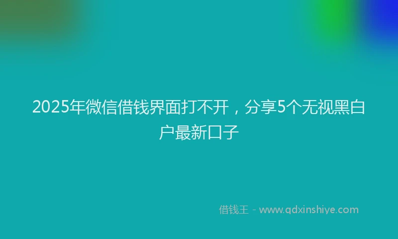 2025年微信借钱界面打不开，分享5个无视黑白户最新口子