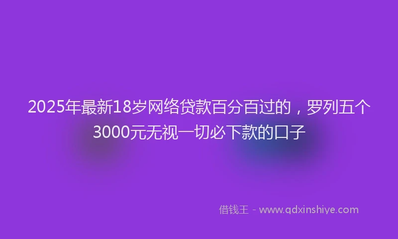 2025年最新18岁网络贷款百分百过的，罗列五个3000元无视一切必下款的口子
