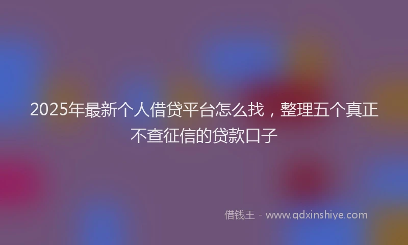 2025年最新个人借贷平台怎么找，整理五个真正不查征信的贷款口子
