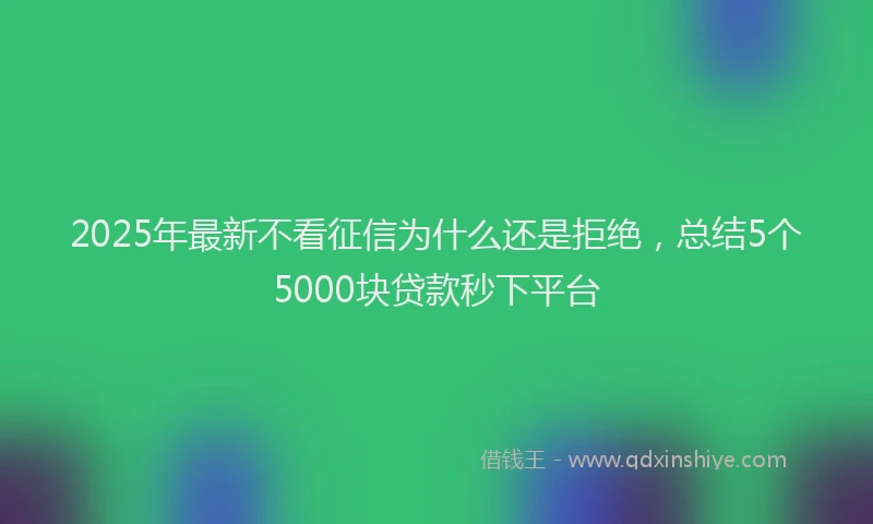 2025年最新不看征信为什么还是拒绝，总结5个5000块贷款秒下平台