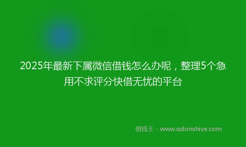2025年最新下属微信借钱怎么办呢，整理5个急用不求评分快借无忧的平台