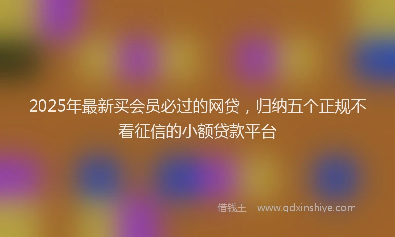 2025年最新买会员必过的网贷，归纳五个正规不看征信的小额贷款平台