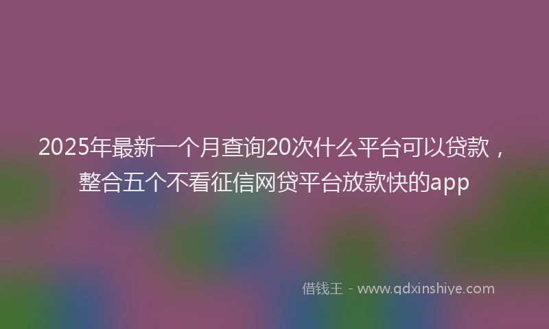 2025年最新一个月查询20次什么平台可以贷款，整合五个不看征信网贷平台放款快的app