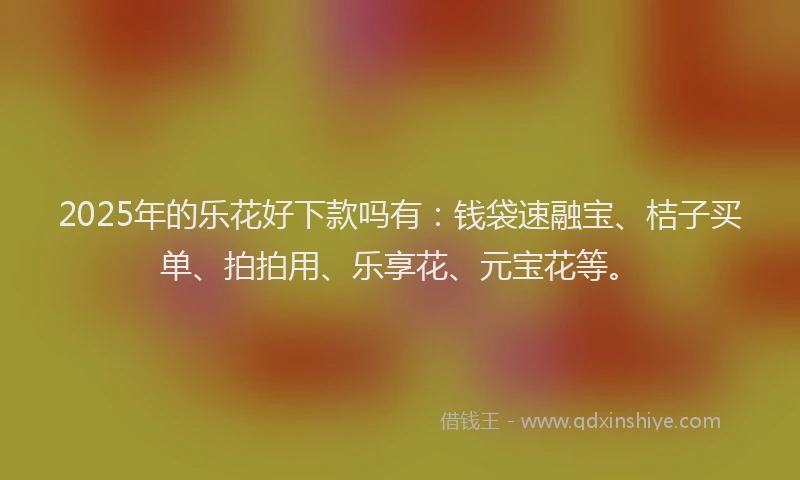 2025年的乐花好下款吗有：钱袋速融宝、桔子买单、拍拍用、乐享花、元宝花等。