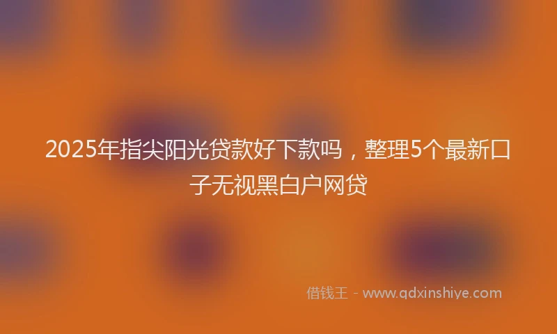 2025年指尖阳光贷款好下款吗，整理5个最新口子无视黑白户网贷