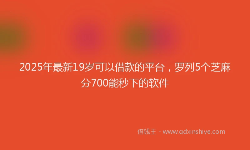 2025年最新19岁可以借款的平台，罗列5个芝麻分700能秒下的软件