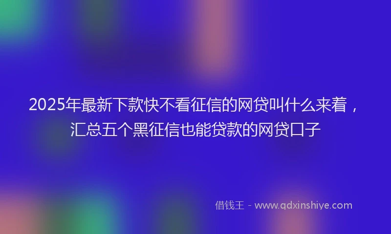 2025年最新下款快不看征信的网贷叫什么来着，汇总五个黑征信也能贷款的网贷口子