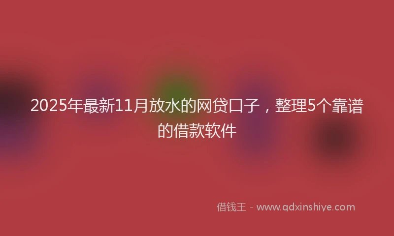 2025年最新11月放水的网贷口子，整理5个靠谱的借款软件