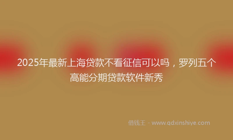 2025年最新上海贷款不看征信可以吗，罗列五个高能分期贷款软件新秀