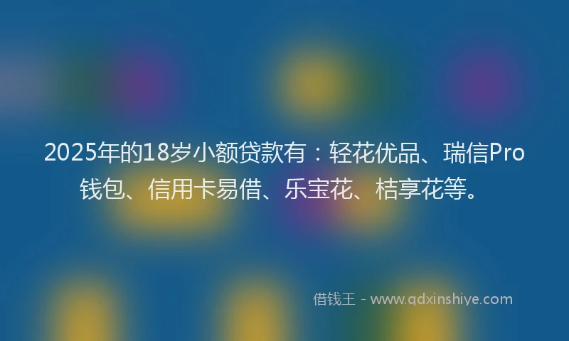 2025年的18岁小额贷款有：轻花优品、瑞信Pro钱包、信用卡易借、乐宝花、桔享花等。