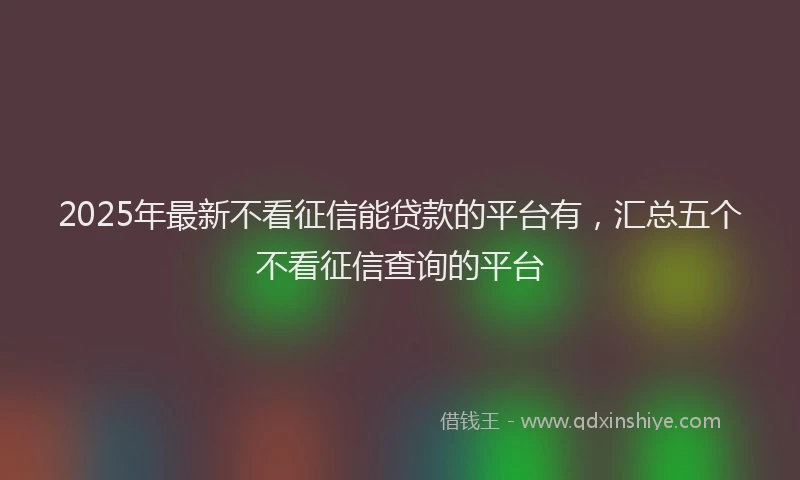2025年最新不看征信能贷款的平台有，汇总五个不看征信查询的平台
