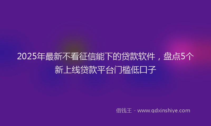 2025年最新不看征信能下的贷款软件，盘点5个新上线贷款平台门槛低口子
