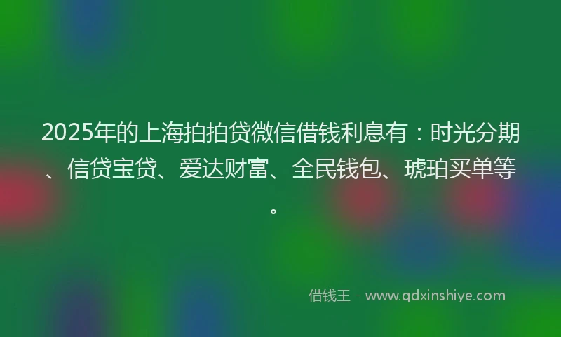 2025年的上海拍拍贷微信借钱利息有：时光分期、信贷宝贷、爱达财富、全民钱包、琥珀买单等。