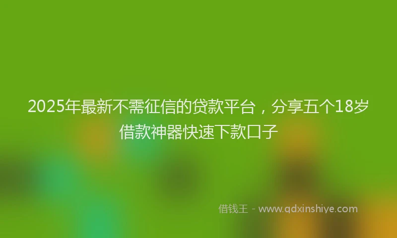2025年最新不需征信的贷款平台，分享五个18岁借款神器快速下款口子