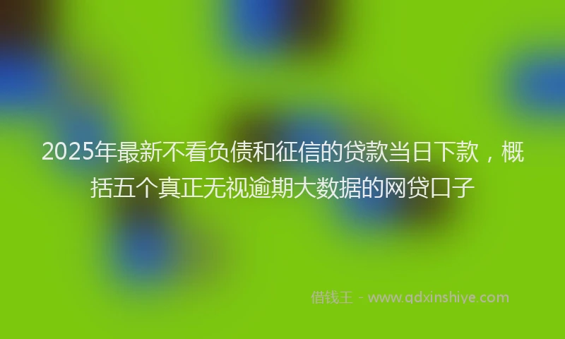 2025年最新不看负债和征信的贷款当日下款，概括五个真正无视逾期大数据的网贷口子
