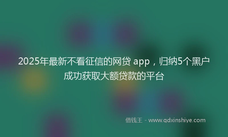 2025年最新不看征信的网贷 app，归纳5个黑户成功获取大额贷款的平台