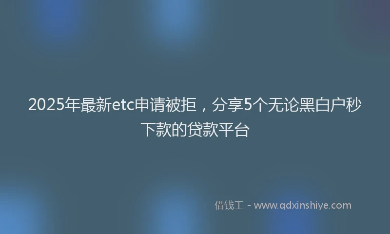 2025年最新etc申请被拒，分享5个无论黑白户秒下款的贷款平台