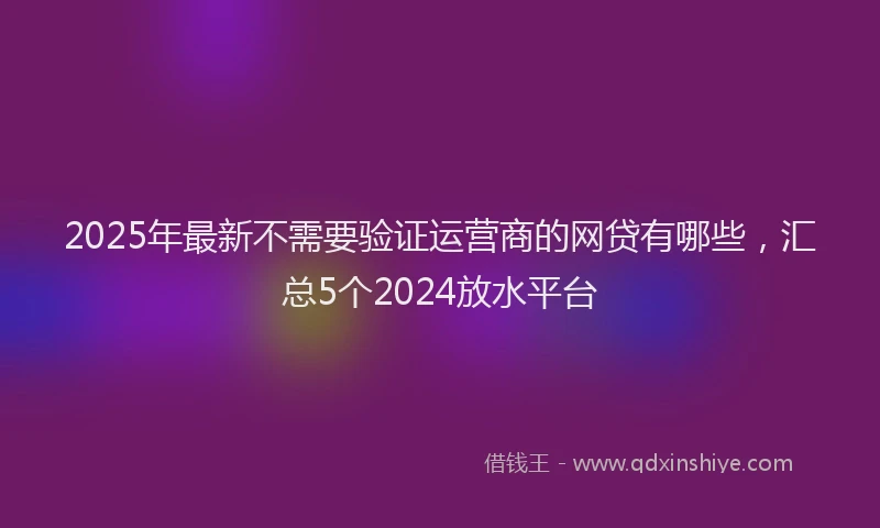2025年最新不需要验证运营商的网贷有哪些，汇总5个2024放水平台