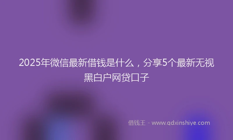 2025年微信最新借钱是什么，分享5个最新无视黑白户网贷口子