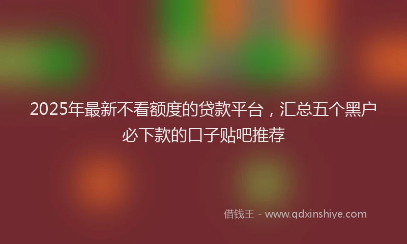 2025年最新不看额度的贷款平台，汇总五个黑户必下款的口子贴吧推荐