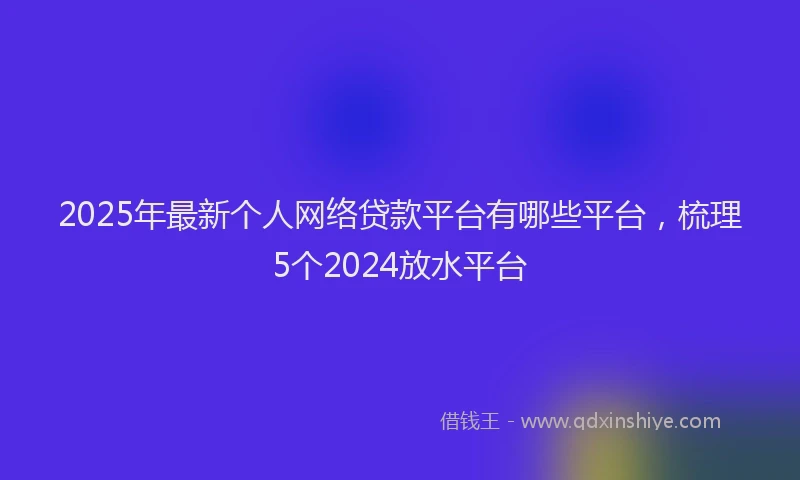 2025年最新个人网络贷款平台有哪些平台，梳理5个2024放水平台