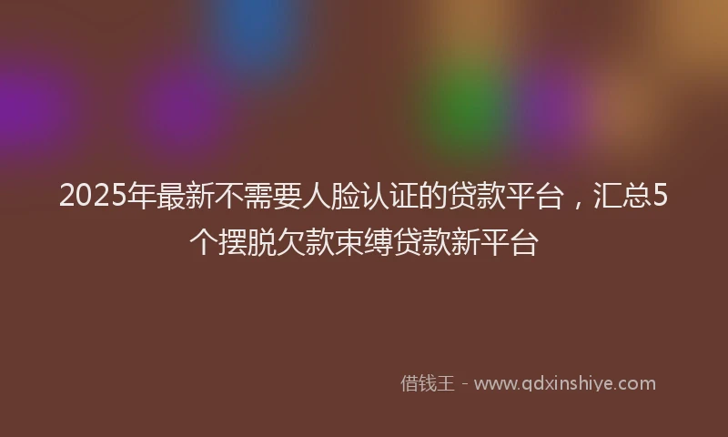 2025年最新不需要人脸认证的贷款平台，汇总5个摆脱欠款束缚贷款新平台