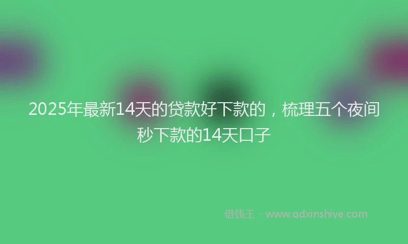 2025年最新14天的贷款好下款的，梳理五个夜间秒下款的14天口子