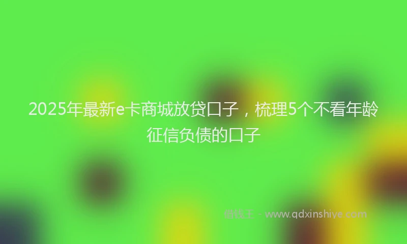 2025年最新e卡商城放贷口子，梳理5个不看年龄征信负债的口子