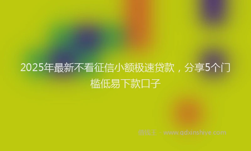 2025年最新不看征信小额极速贷款，分享5个门槛低易下款口子