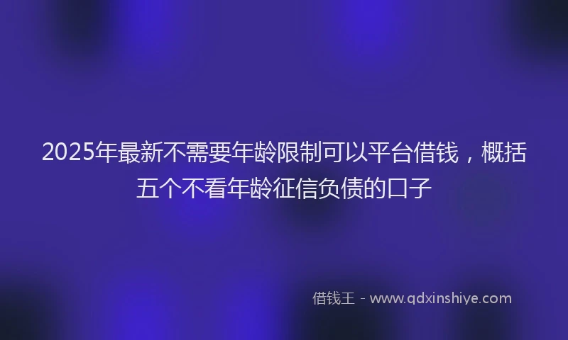 2025年最新不需要年龄限制可以平台借钱，概括五个不看年龄征信负债的口子
