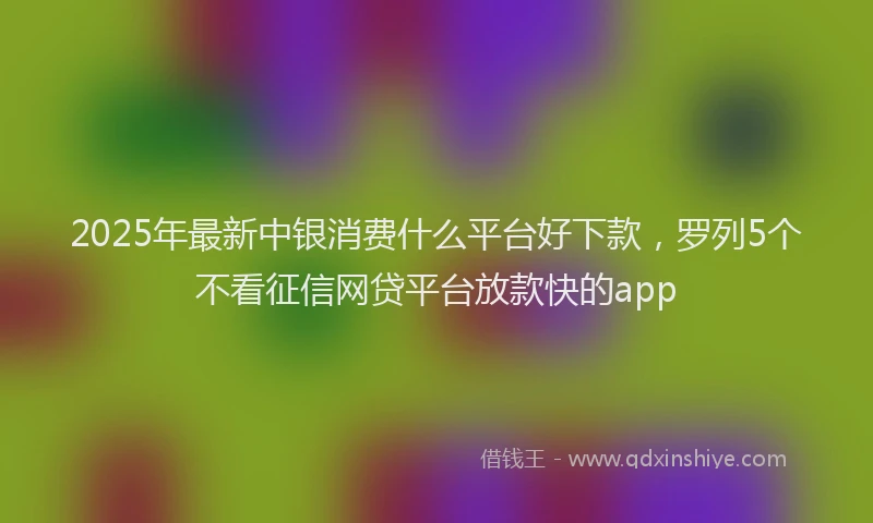 2025年最新中银消费什么平台好下款，罗列5个不看征信网贷平台放款快的app
