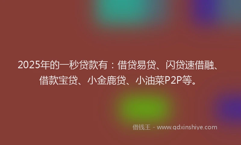 2025年的一秒贷款有：借贷易贷、闪贷速借融、借款宝贷、小金鹿贷、小油菜P2P等。