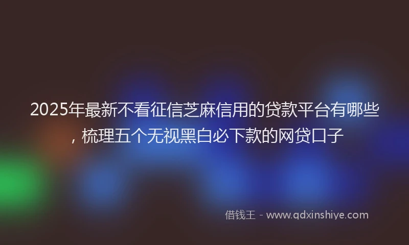 2025年最新不看征信芝麻信用的贷款平台有哪些，梳理五个无视黑白必下款的网贷口子