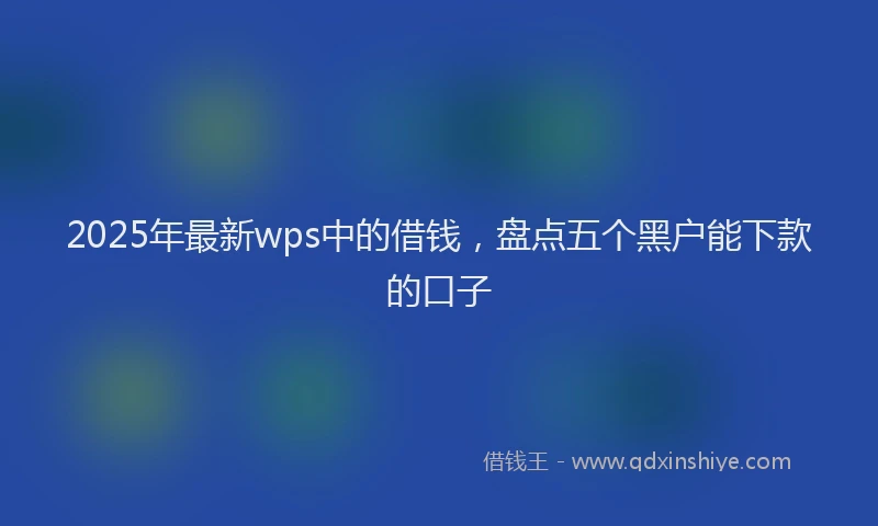 2025年最新wps中的借钱，盘点五个黑户能下款的口子